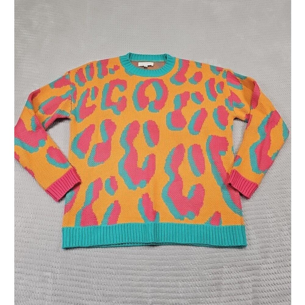 Lovely Melody Sweater Womens Small Animal Print Oversized Retro